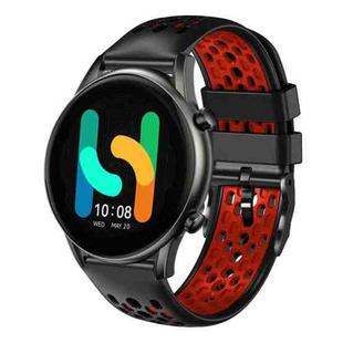 For  Xiaomi Haylou RT2 LS10 22mm Two-Color Breathable Silicone Watch Band(Black+Red)