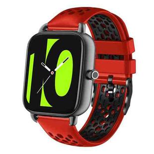 For Xiaomi Haylou RS4 LS12 22mm Two-Color Breathable Silicone Watch Band(Red+Black)