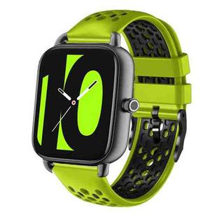 For Xiaomi Haylou RS4 LS12 22mm Two-Color Breathable Silicone Watch Band(Lime+Black)