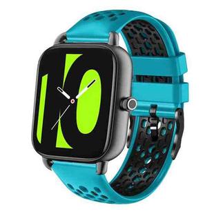 For Xiaomi Haylou RS4 LS12 22mm Two-Color Breathable Silicone Watch Band(Skyblue+Black)