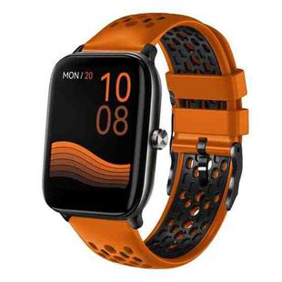 For Xiaomi Haylou GST LS09B 22mm Two-Color Breathable Silicone Watch Band(Orange+Black)