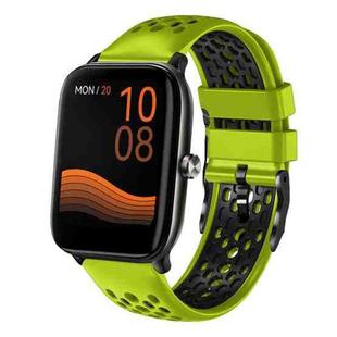 For Xiaomi Haylou GST LS09B 22mm Two-Color Breathable Silicone Watch Band(Lime+Black)