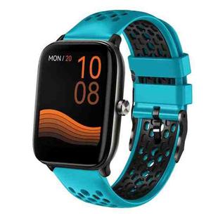 For Xiaomi Haylou GST LS09B 22mm Two-Color Breathable Silicone Watch Band(Skyblue+Black)