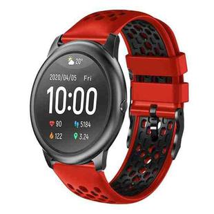 For Xiaomi Haylou RT LS05S 22mm Two-Color Breathable Silicone Watch Band(Red+Black)