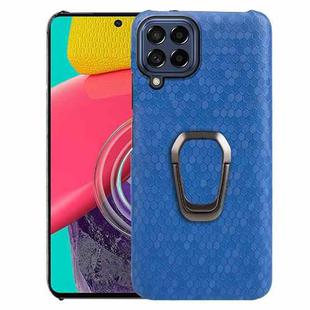 For Samsung Galaxy M53 Ring Holder Honeycomb PU Phone Case(Navy Blue)