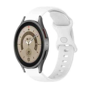 For Samsung Galaxy Watch5 Pro 45mm 20mm Butterfly Buckle Solid Color Silicone Watch Band(White)