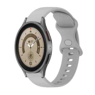 For Samsung Galaxy Watch5 Pro 45mm 20mm Butterfly Buckle Solid Color Silicone Watch Band(Rock Gray)
