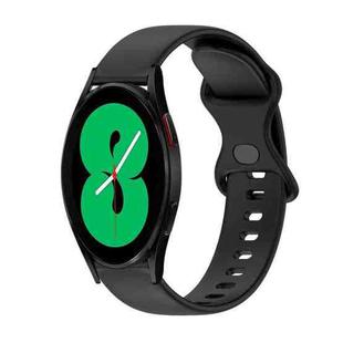 For Samsung Galaxy Watch4 44mm 20mm Butterfly Buckle Solid Color Silicone Watch Band(Black)