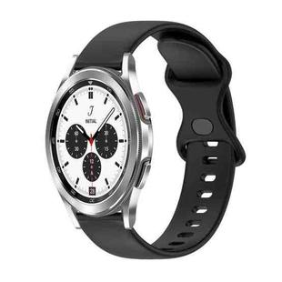 For Samsung Galaxy Watch4 Classic 42mm 20mm Butterfly Buckle Solid Color Silicone Watch Band(Black)