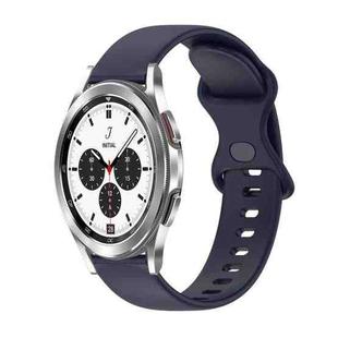 For Samsung Galaxy Watch4 Classic 42mm 20mm Butterfly Buckle Solid Color Silicone Watch Band(Dark Blue)