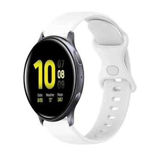 For Samsung Galaxy Watch Active 2 20mm Butterfly Buckle Solid Color Silicone Watch Band(White)