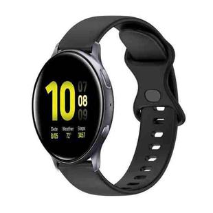 For Samsung Galaxy Watch Active 2 20mm Butterfly Buckle Solid Color Silicone Watch Band(Black)