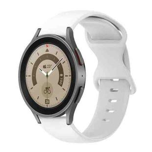 For Samsung Galaxy Watch 5 Pro 45mm 20mm Butterfly Buckle Solid Color Silicone Watch Band(White)