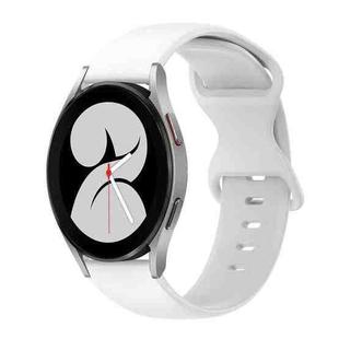 For Samsung Galaxy Watch 4 40mm 20mm Butterfly Buckle Solid Color Silicone Watch Band(White)