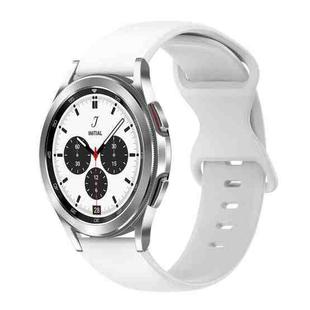 For Samsung Galaxy Watch 4 Classic 42mm 20mm Butterfly Buckle Solid Color Silicone Watch Band(White)