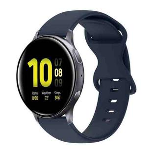 For Samsung Galaxy Watch Active 2 20mm Butterfly Buckle Solid Color Silicone Watch Band(Navy Blue)