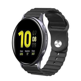 For Samsung Galaxy Watch Active 2 20mm Corrugated Silicone Watch Band(Black)