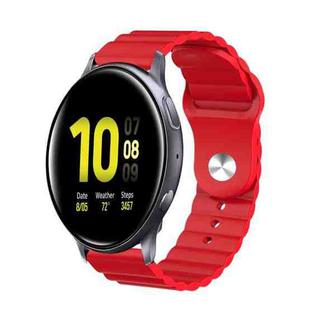 For Samsung Galaxy Watch Active 2 20mm Corrugated Silicone Watch Band(Red)