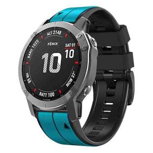 For Garmin Fenix 7X Solar 22mm Silicone Sports Two-Color Watch Band(Skyblue+Black)