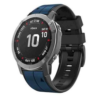 For Garmin Fenix 6X Pro 22mm Silicone Sports Two-Color Watch Band(Dark Blue+Black)