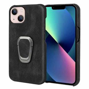 For iPhone 14 Ring Holder PU Phone Case (Black)