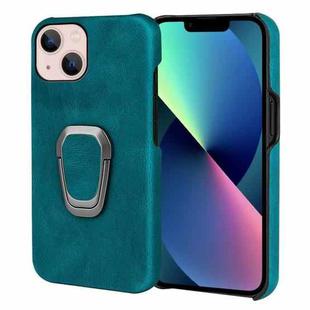 Ring Holder PU Phone Case For iPhone 14 Max(Cyan)