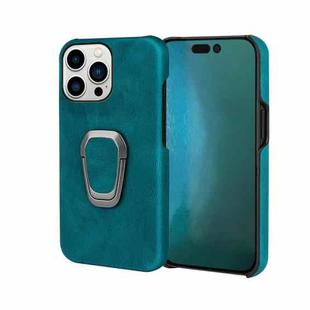 For iPhone 14 Pro Max Ring Holder PU Phone Case (Cyan)