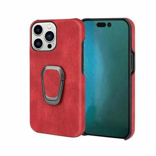 Ring Holder PU Phone Case For iPhone 14 Pro(Red)
