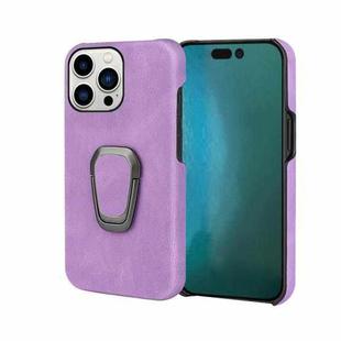 Ring Holder PU Phone Case For iPhone 14 Pro(Purple)