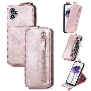 For Nothing Phone 1 Zipper Wallet Vertical Flip Leather Phone Case(Pink)