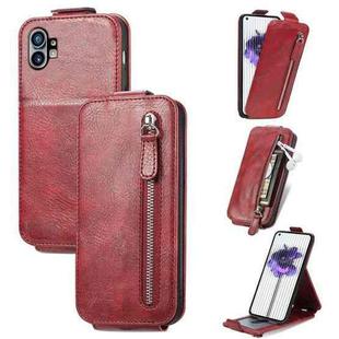 For Nothing Phone 1 Zipper Wallet Vertical Flip Leather Phone Case(Red)