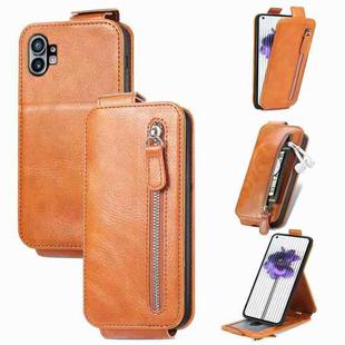 For Nothing Phone 1 Zipper Wallet Vertical Flip Leather Phone Case(Brwon)