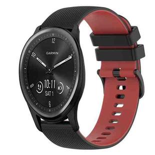 For Garmin Vivomove Sport 20mm Checkered Two-Color Silicone Watch Band(Black+Red)