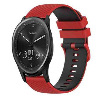 For Garmin Vivomove Sport 20mm Checkered Two-Color Silicone Watch Band(Red+Black)