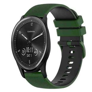 For Garmin Vivomove Sport 20mm Checkered Two-Color Silicone Watch Band(Amy Green+Black)