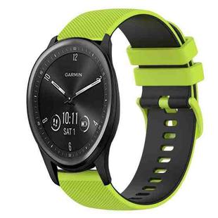 For Garmin Vivomove Sport 20mm Checkered Two-Color Silicone Watch Band(Lime Green+Black)