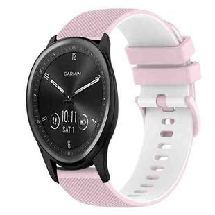 For Garmin Vivomove Sport 20mm Checkered Two-Color Silicone Watch Band(Pink+White)