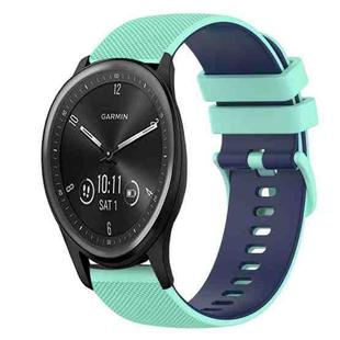 For Garmin Vivomove Sport 20mm Checkered Two-Color Silicone Watch Band(Teal+Blue)