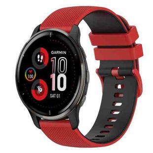 For Garmin Venu 2 Plus 20mm Checkered Two-Color Silicone Watch Band(Red+Black)