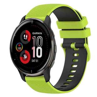 For Garmin Venu 2 Plus 20mm Checkered Two-Color Silicone Watch Band(Lime Green+Black)