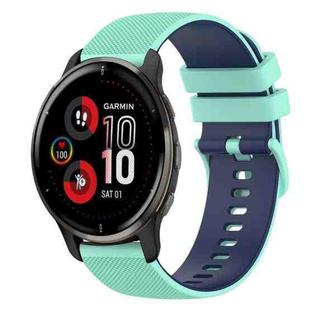 For Garmin Venu 2 Plus 20mm Checkered Two-Color Silicone Watch Band(Teal+Blue)