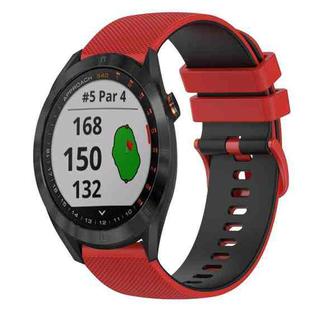 For Garmin Approach S40 20mm Checkered Two-Color Silicone Watch Band(Red+Black)