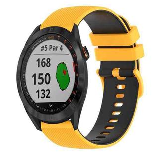 For Garmin Approach S40 20mm Checkered Two-Color Silicone Watch Band(Yellow+Black)