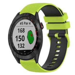 For Garmin Approach S40 20mm Checkered Two-Color Silicone Watch Band(Lime Green+Black)