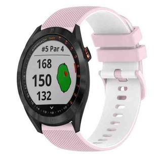 For Garmin Approach S40 20mm Checkered Two-Color Silicone Watch Band(Pink+White)