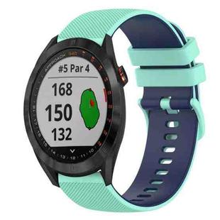 For Garmin Approach S40 20mm Checkered Two-Color Silicone Watch Band(Teal+Blue)