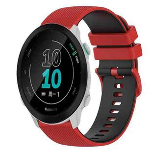 For Garmin Forerunner 158 20mm Checkered Two-Color Silicone Watch Band(Red+Black)