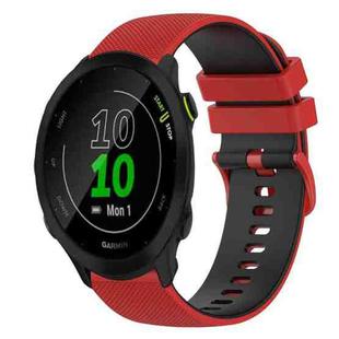 For Garmin Forerunner 55 20mm Checkered Two-Color Silicone Watch Band(Red+Black)