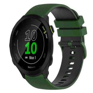 For Garmin Forerunner 55 20mm Checkered Two-Color Silicone Watch Band(Amy Green+Black)