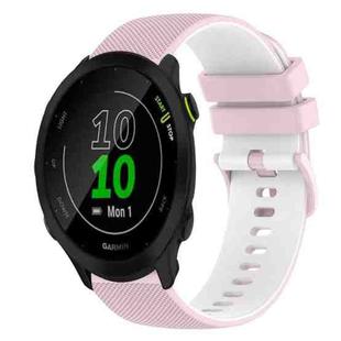 For Garmin Forerunner 55 20mm Checkered Two-Color Silicone Watch Band(Pink+White)